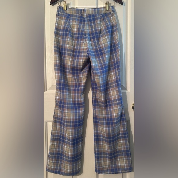 NWT URBAN OUTFITTERS 2 Isabella Printed Flare Pant Blue Multi Slim Fit 60’s 70’s - Picture 13 of 16